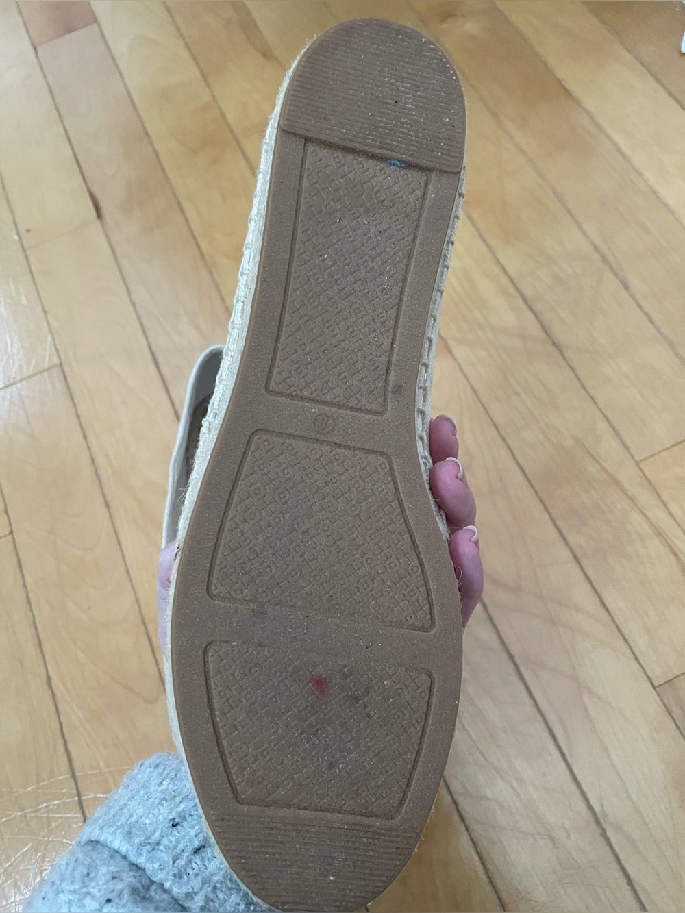 Tory Burch Cream Canvas & White Leather Logo Espadrille Flats - Picture 11 of 12